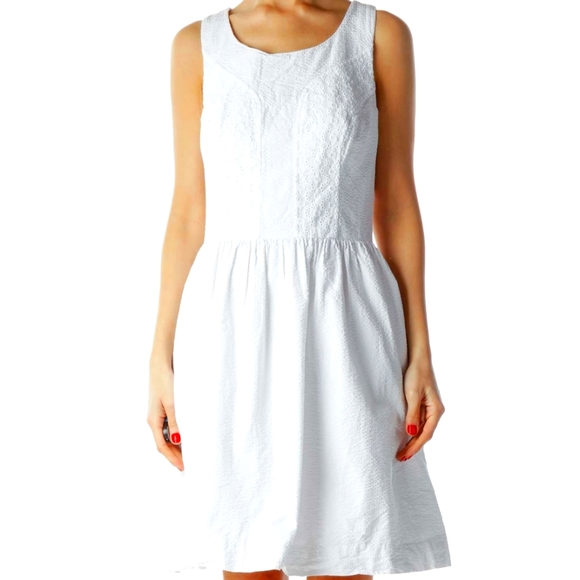 Lilly Pulitzer Dresses & Skirts - Lilly Pulitzer White Scoop Neck Cotton A-Line Dress Size 4 Small Classy Summer